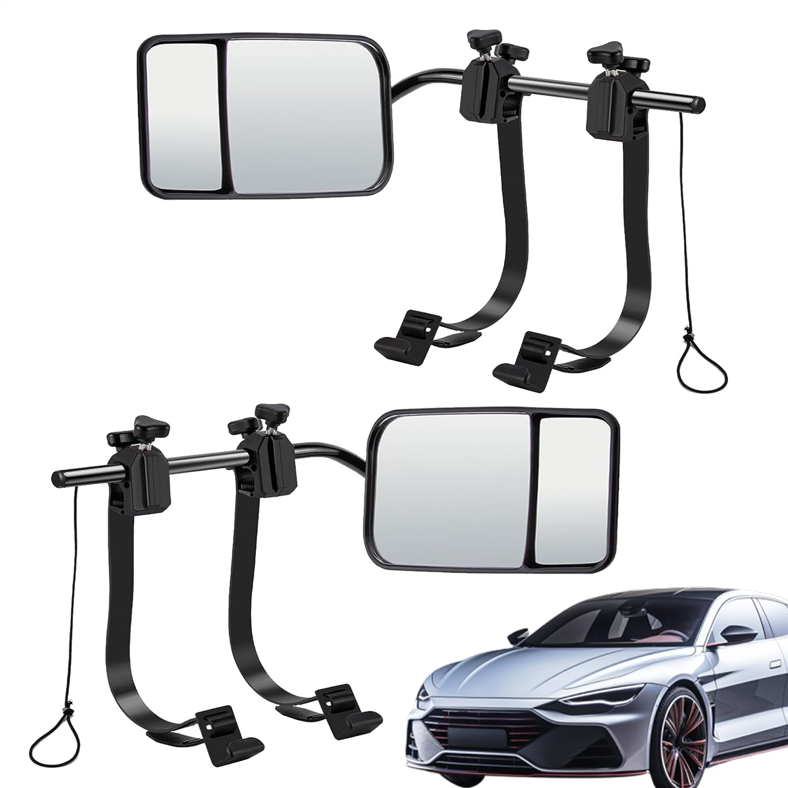 Extensión de espejo para remolque, 2 unidades, con montaje de abrazadera, espejos convexos, ampliaciones de lente de espejo retrovisor para camiones, camionetas, furgonetas, SUV