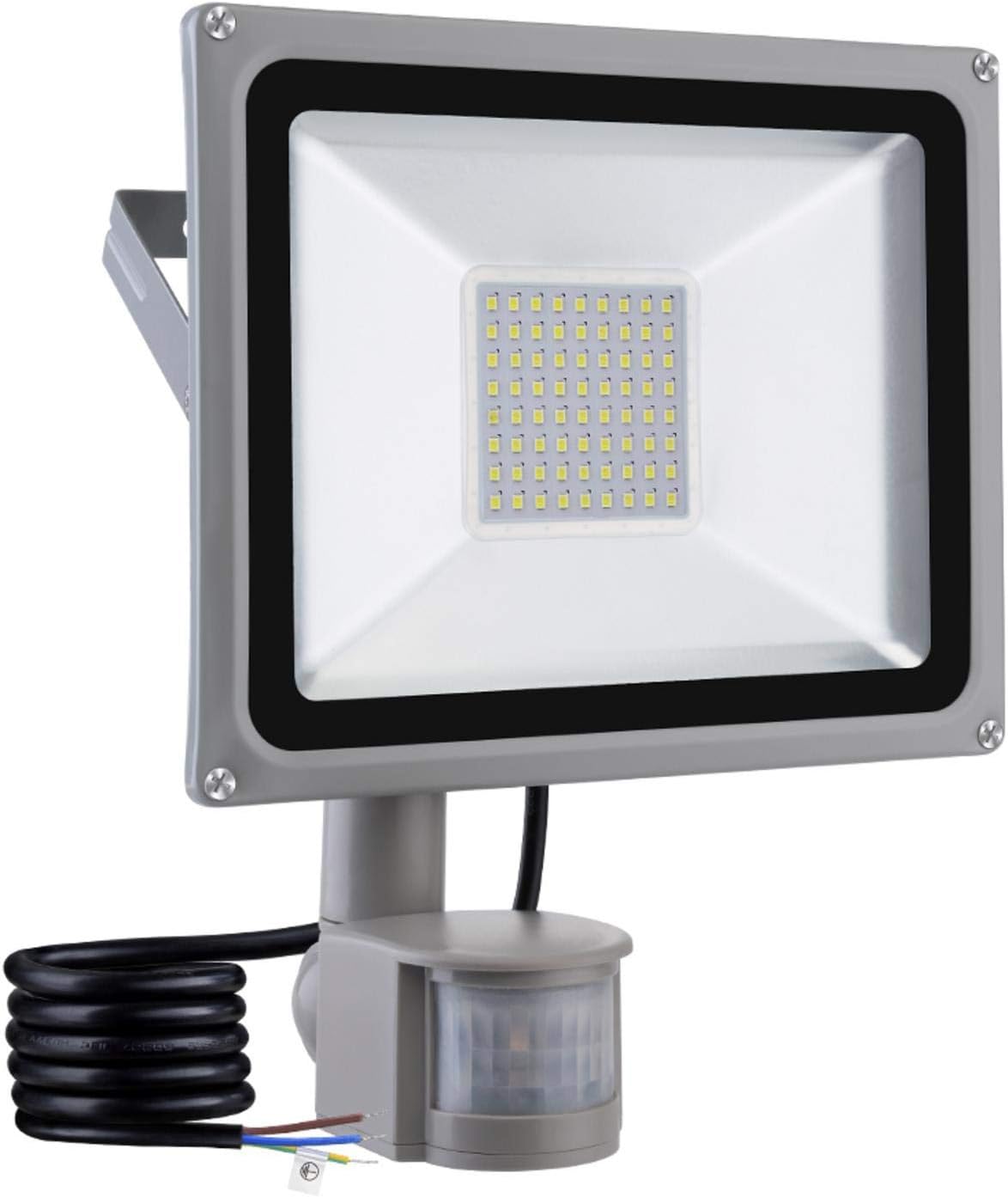 50W Led Motion Sensor Flood Light Outdoor,5000LM Pir Sensitive Security Lights Wall Fixture Lamp