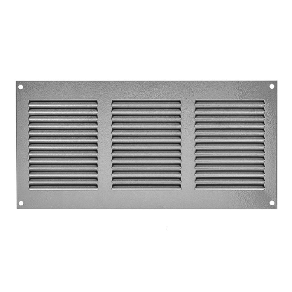 EUROPLAST300x150mm / 12x6" inch Grey Metal Air Vent Grille Cover with Insect Mesh - Ventilation Cover
