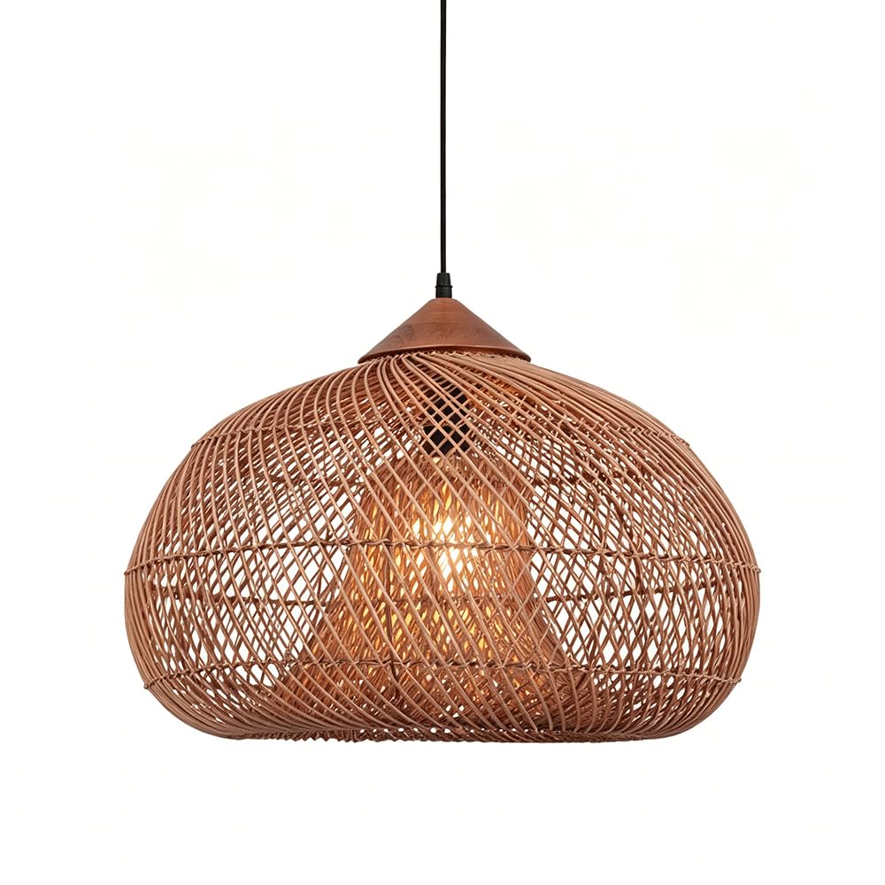 Japanese-style Handmade Rattan Lighting Fixture Wabi-sabi Style Rattan Pendant Lamp For Kitchen Island Living Room Vintage Pastoral Style Dining Room Chandelier Natural Material Pendant Light YNAHZAOK
