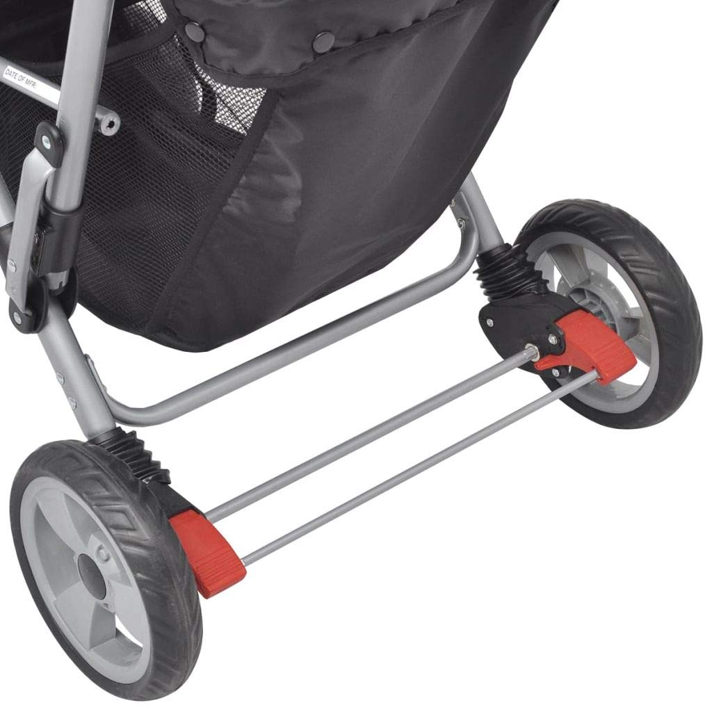 Plegable Silla gemelar para Gemelos y Hermanos Carrito Gemelar Silla de Paseo Cochecito de Bebé Capacidad de Peso 15kg Cada Acero y Tela Oxford Rojo y Negro 118x41x108cm
