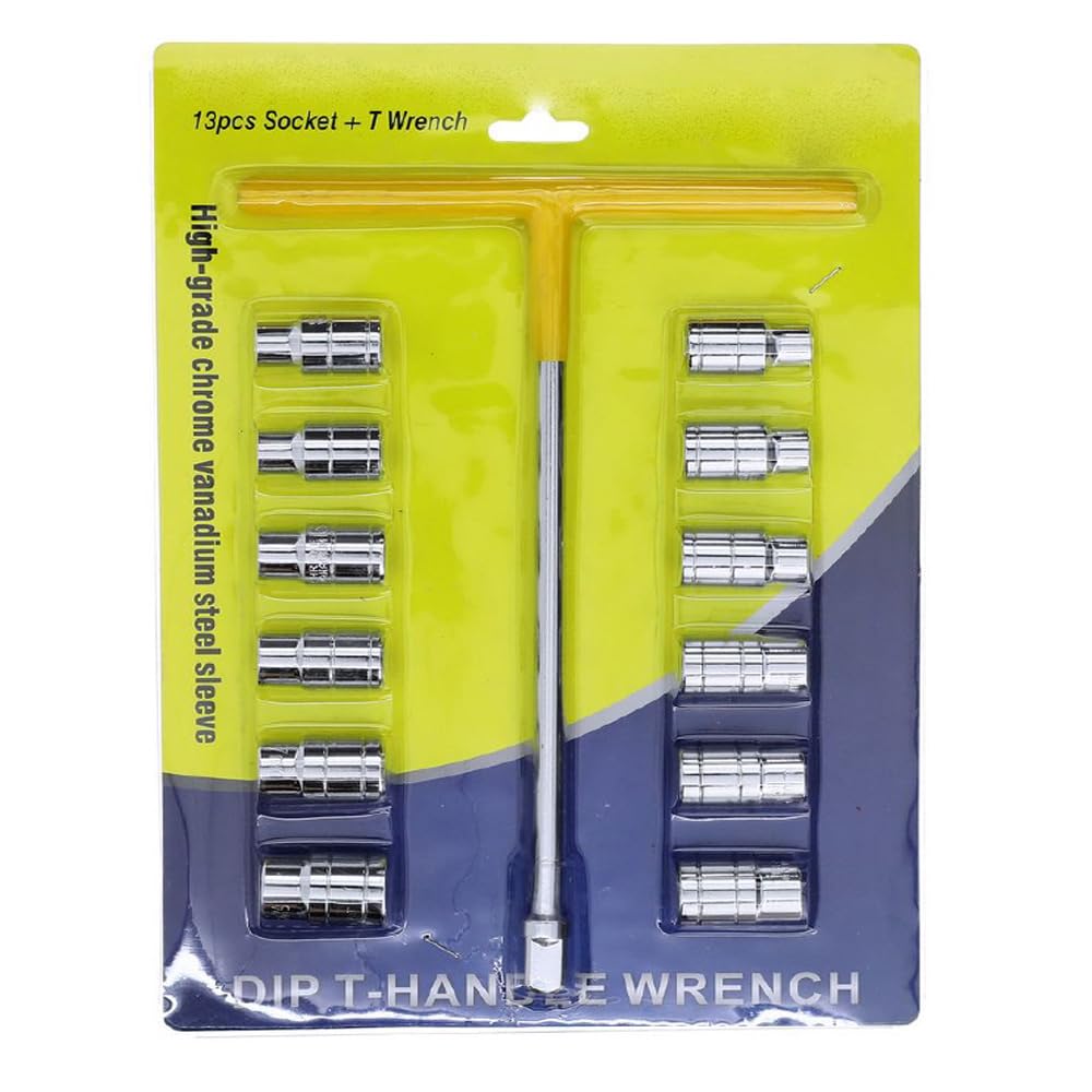 MLD T Spanner Socket Set Type T Shaped Handle Wrench Spanner 13 Pcs Socket 8mm - 19mm 1/2" Square Drive Socket Tool Set DPKS-2001 (Material Plastic and Steel,Multicolor) (B0CVRZR5G5) Amazon Price History, Amazon Price Tracker