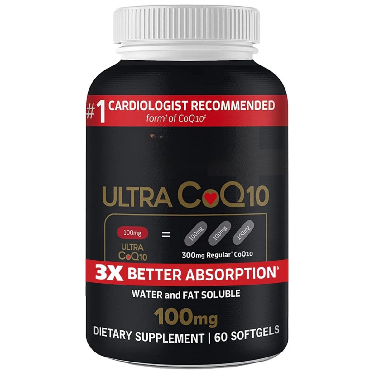 Ultra CoQ10 Lot de 60 gélules molles Coenzyme Q10 avec Vit4m!n E, 100 mg