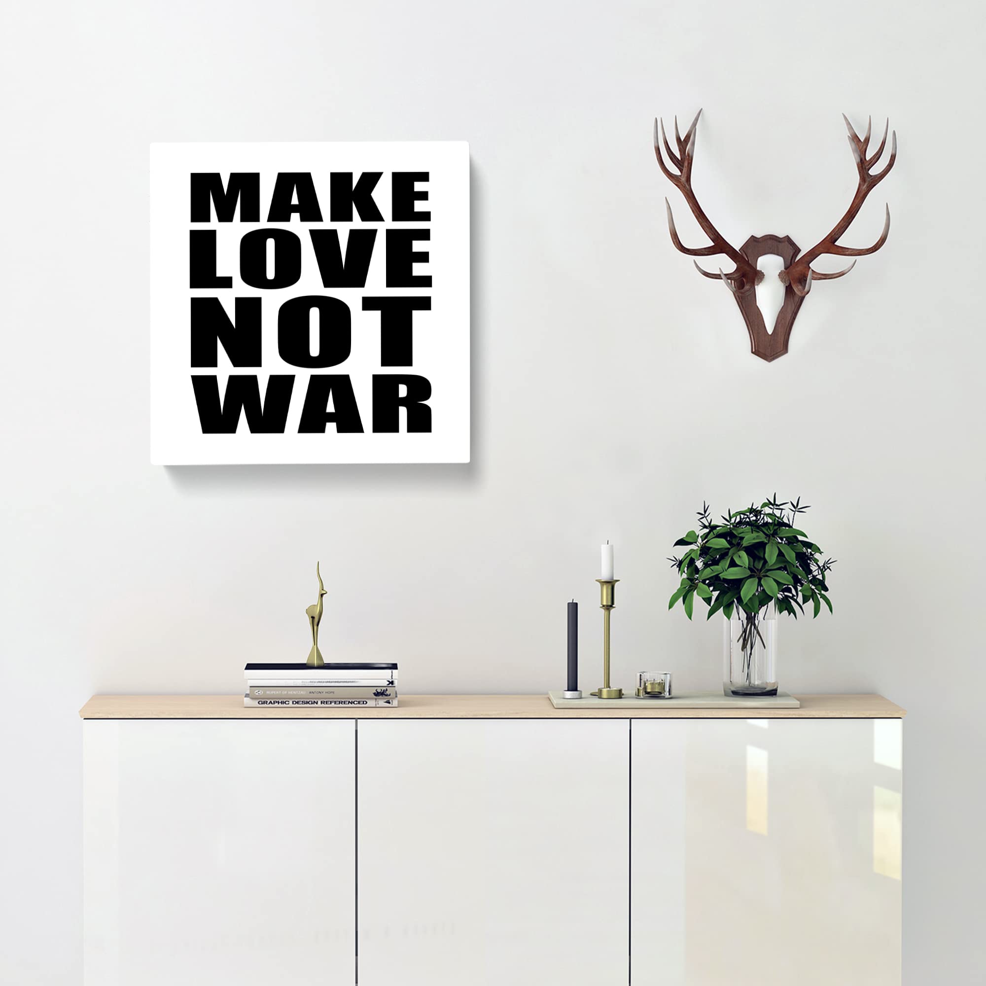 Make Love Not War Modern Typography Quote Canvas Print, Mixed, 35L x 35W cm - Image 2