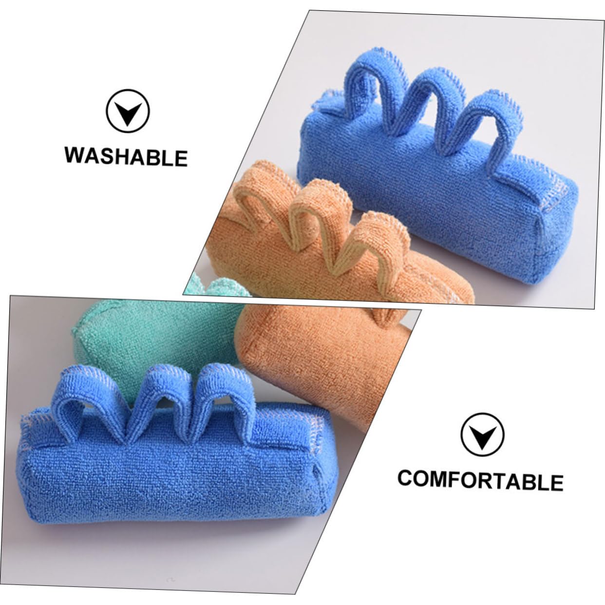 Separador de Dedos Ergonómico Azul para Personas Mayores, Cojín Terapéutico de Tejido Fácil de Limpiar y Desmontable para Rehabilitación de Manos y Prevención de Llagas