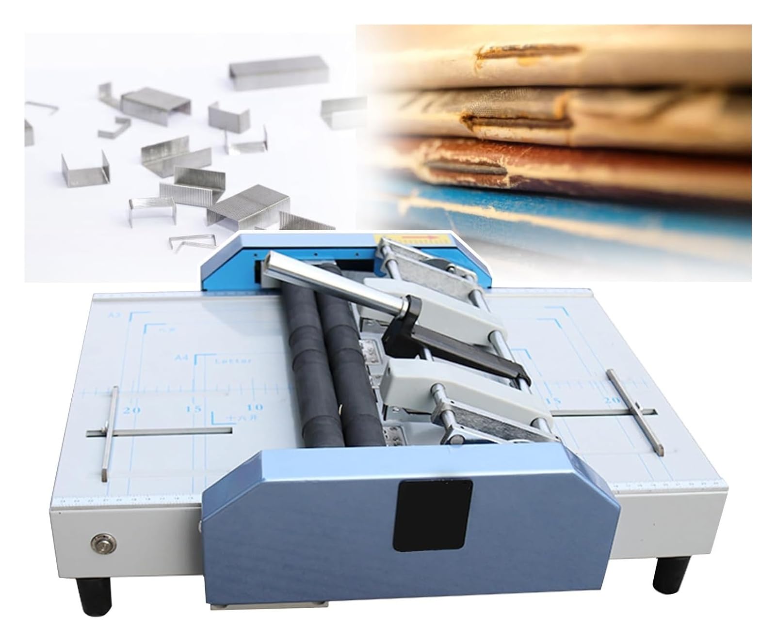 Heftmaschine, A3-Papierfalz und Buchbinden mit Selbstverriegelung, ideal für Druckfabriken und Schulen, inklusive 6000er Heftgerät