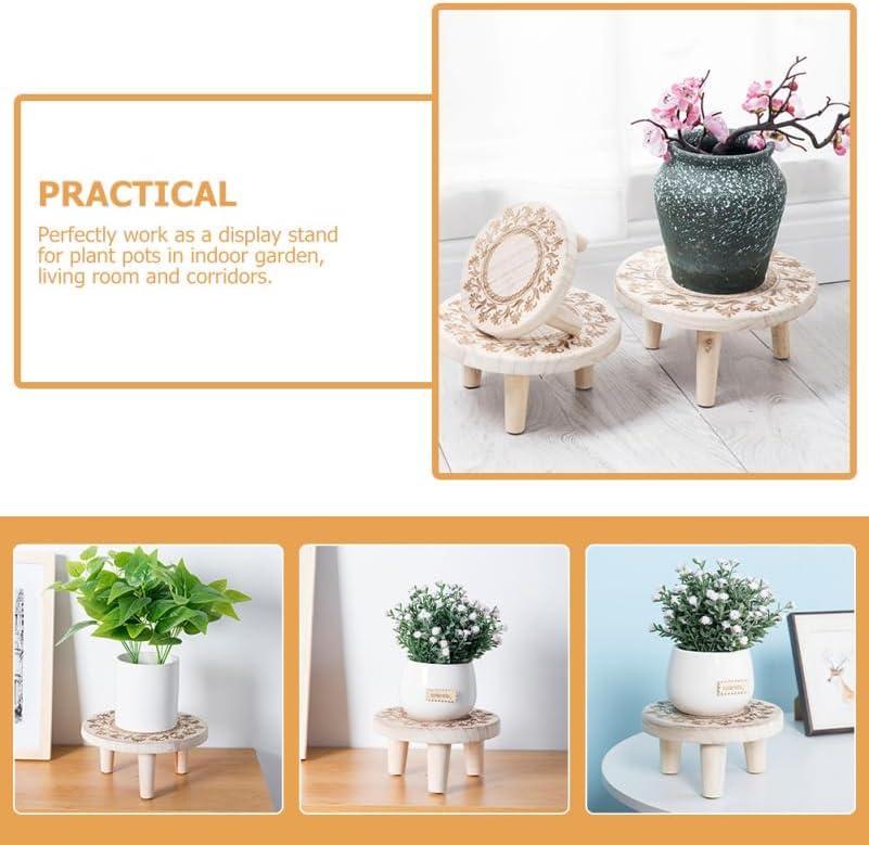 Miniatura 9 de Pequeño soporte de madera para flores, soporte de madera, base de madera, soporte de bola de cristal, florero, exhibición de taburete, bonsái,