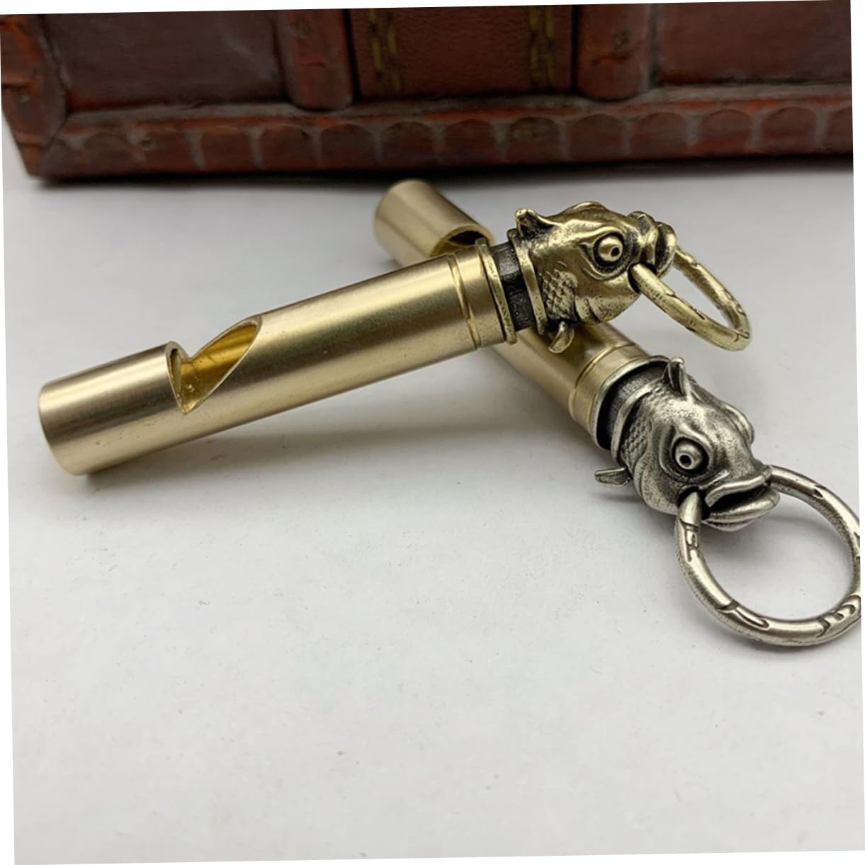 COSMEVIVI Brass Wrist Keychain Handheld Emergency Whistle Metal Whistle for Camping Outdoor Activities