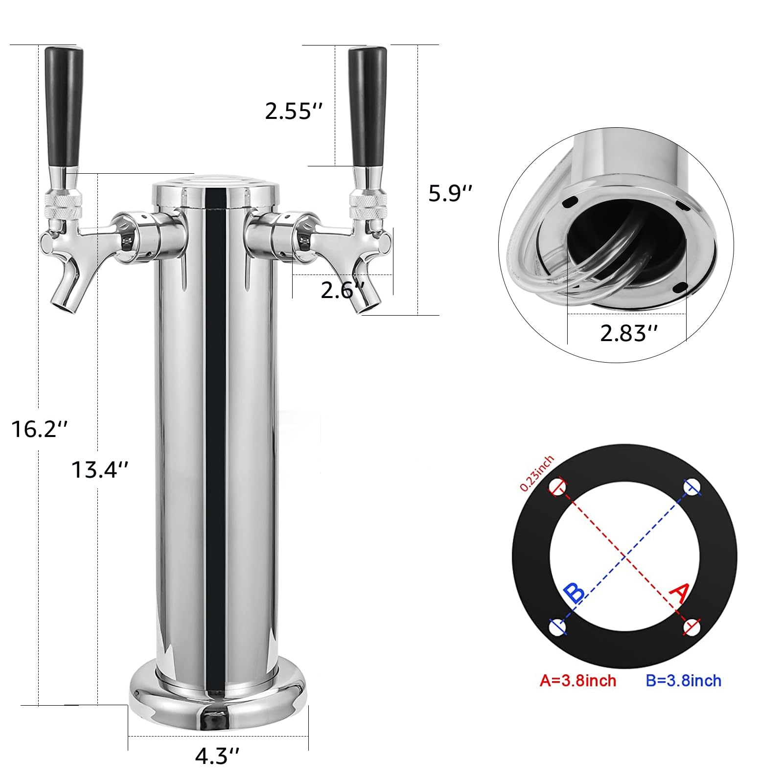 Mua MRbrew 3 Tap Draft Beer Tower, SS 3'' Kegerator Tower & Stainless 3 thumbnail image
