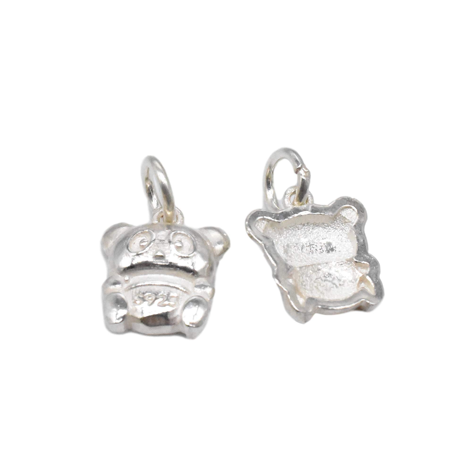 BBDMindZooWoo 4 Sterling Silver Tiny Panda Charm, Panda Charm for Necklace Bracelet Earring, 925 Silver Panda Charm, Zoo Charm