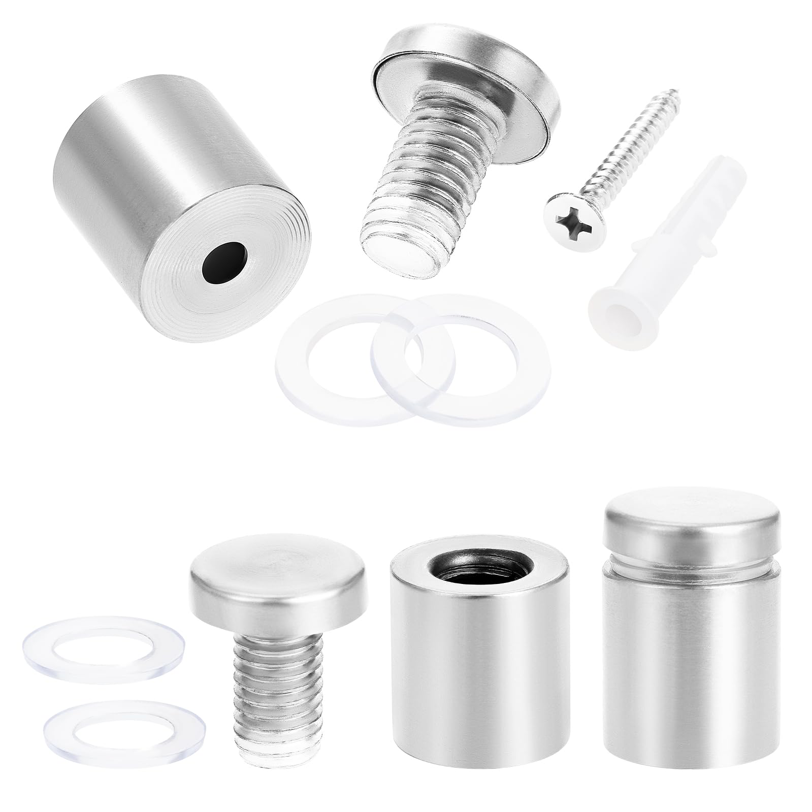 Entretoise, Her Kindness 20 Pièce Vis D'écartement, Verre Publicité Axe Entretoise Boulon Fix Verre Standoff Publicité, Pour Plaques Et Présentoirs De Signe,12x 25mm (Argent