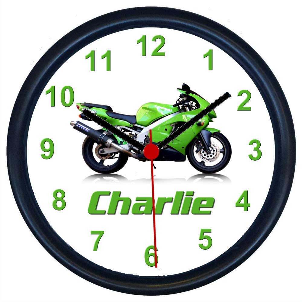 Key Expressions Black Personalised Classic Motorcycle Wall Clock For Kawasaki Ninja Enthusiasts