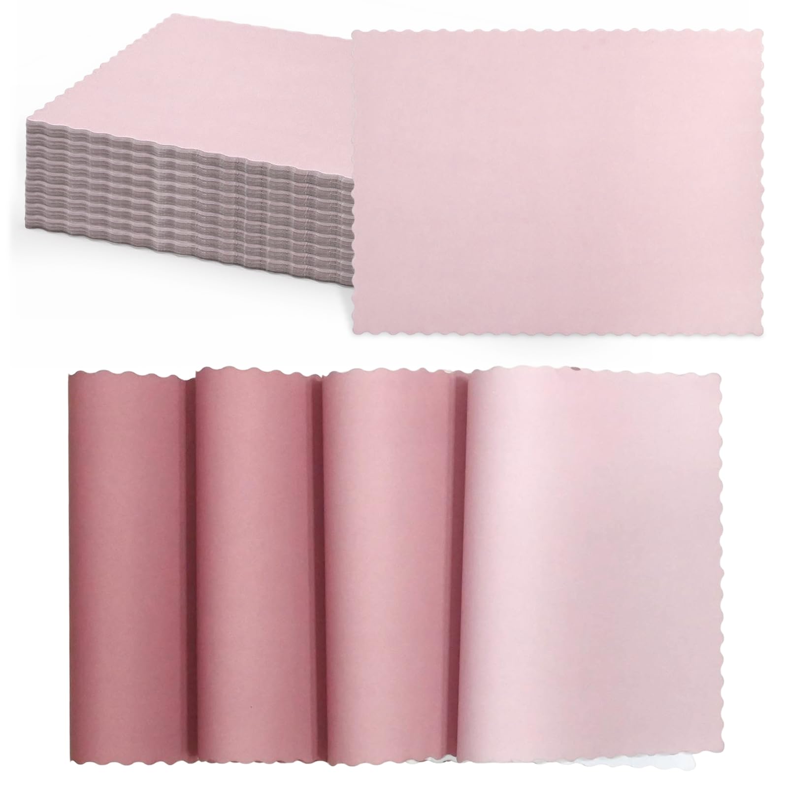 Whemyreat 120 Pcs Pink Paper Placemats, Disposable Placemats with Scallop Edges, Non-Slip and Durable Strawberry Wedding Placemat Set, Holiday Birthday Party Supplies Xmas Home Dinning Decor,10x14in