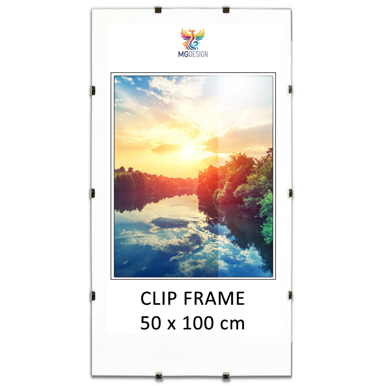 MG Design Clip Frame 20 x 39 in (50 x 100 cm) – Easy-to-Hang Shatterproof Acrylic Glass – For Posters, Photos & Certificates — image 1
