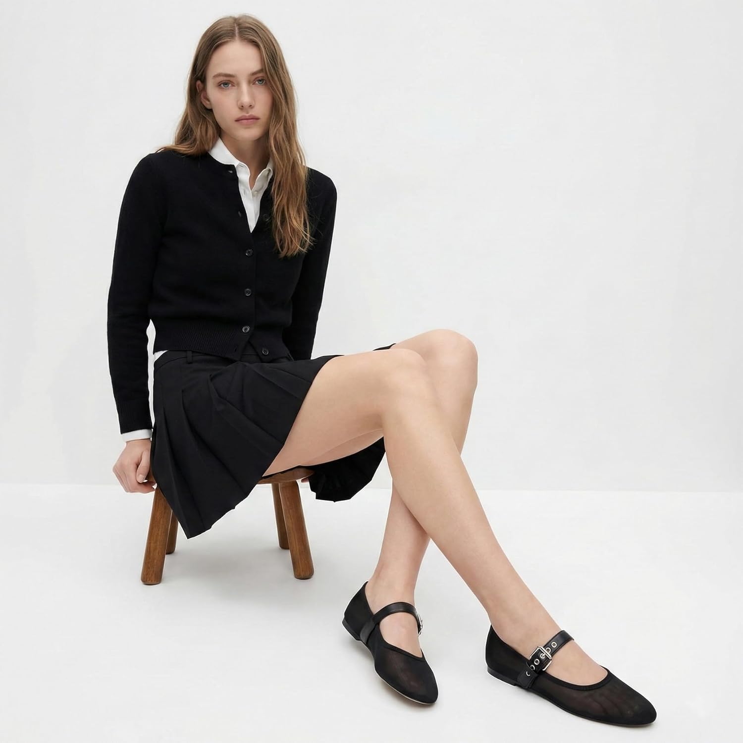 Mesh Ballet Flats for Women Buckle Strap Round Toe Mary Jane Flats Slip On Comfortable Casual Dress Ballerina Shoes