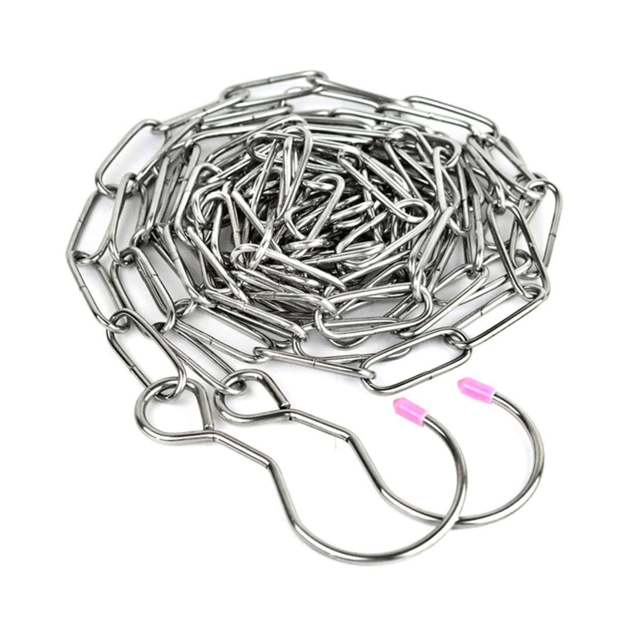 OUNONA Stainless Steel Clothesline Rack Chain Outdoor Adjustable Clotheslines Drying Hanger Hanging Laundry Balcony Clothesline Hook Duty Portable Clothes Rope Line Clothing Silver