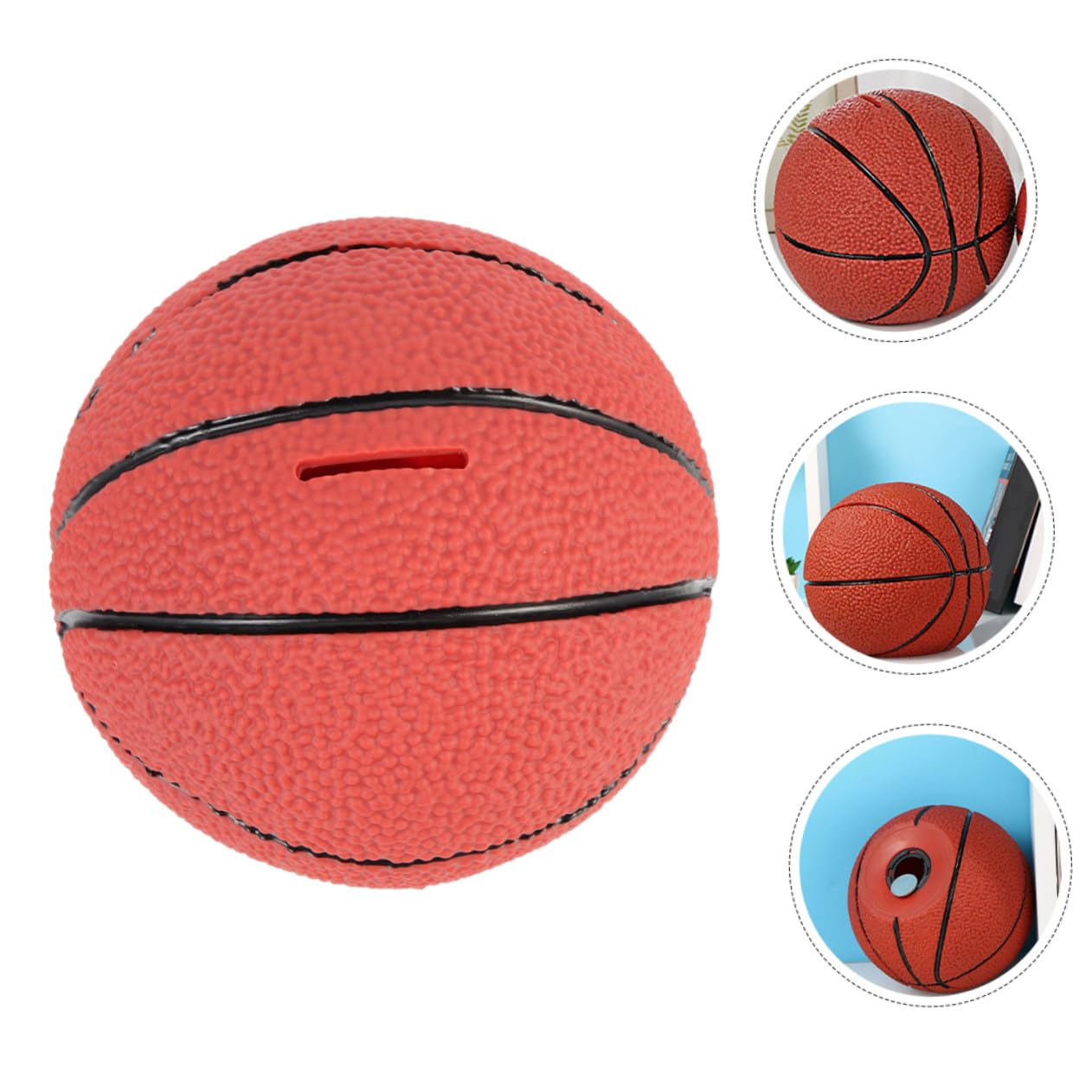 Hohopeti Salvadanaio in Vinile Rosso a Forma di Pallone da Basket Capacità Interna Ampia Resistente e Decorativo e Design Sportivo Unico per Tavolo e Scrivania