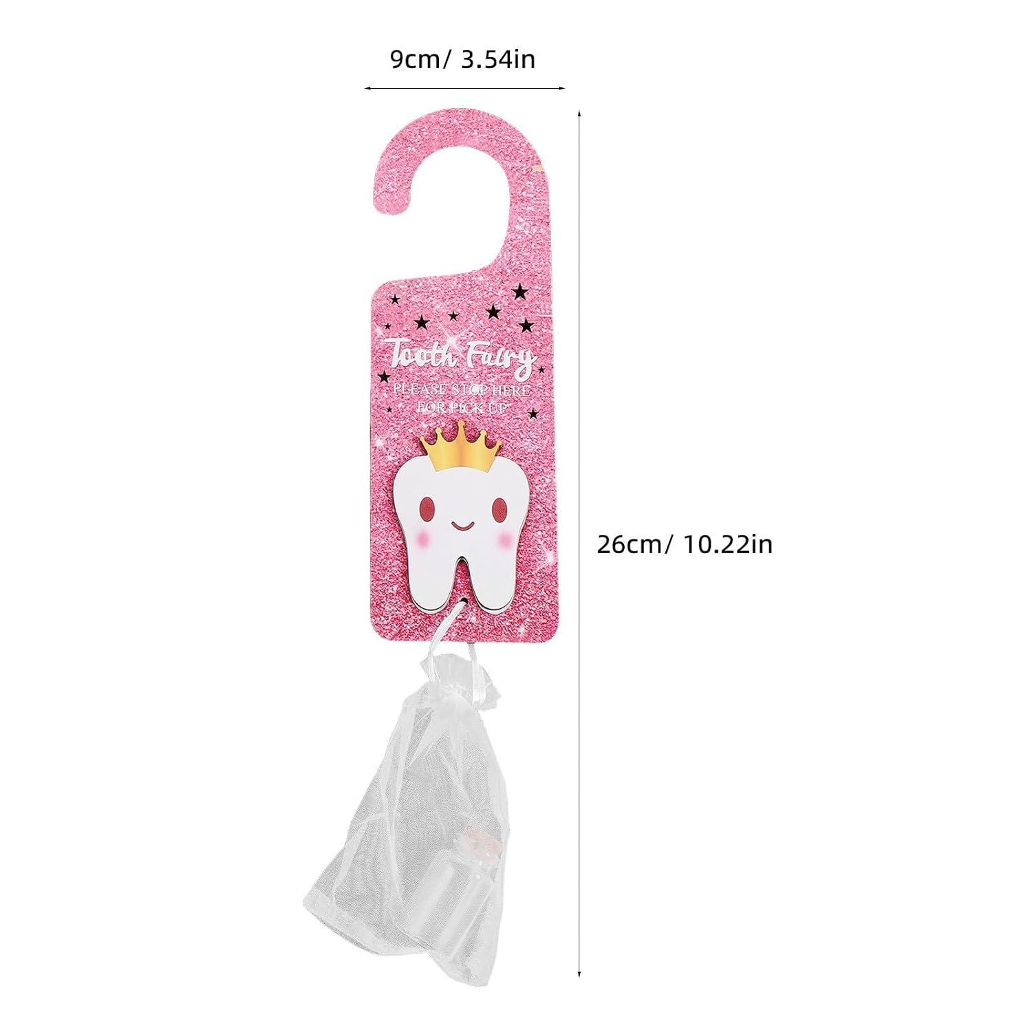 ORFOFE Tooth Fairy Door Holder with Storage Pouch Wooden Lost Teeth Keepsake Bottle for Decorative Hanging Bag for Boys Bedside Tables and Shelf Corners