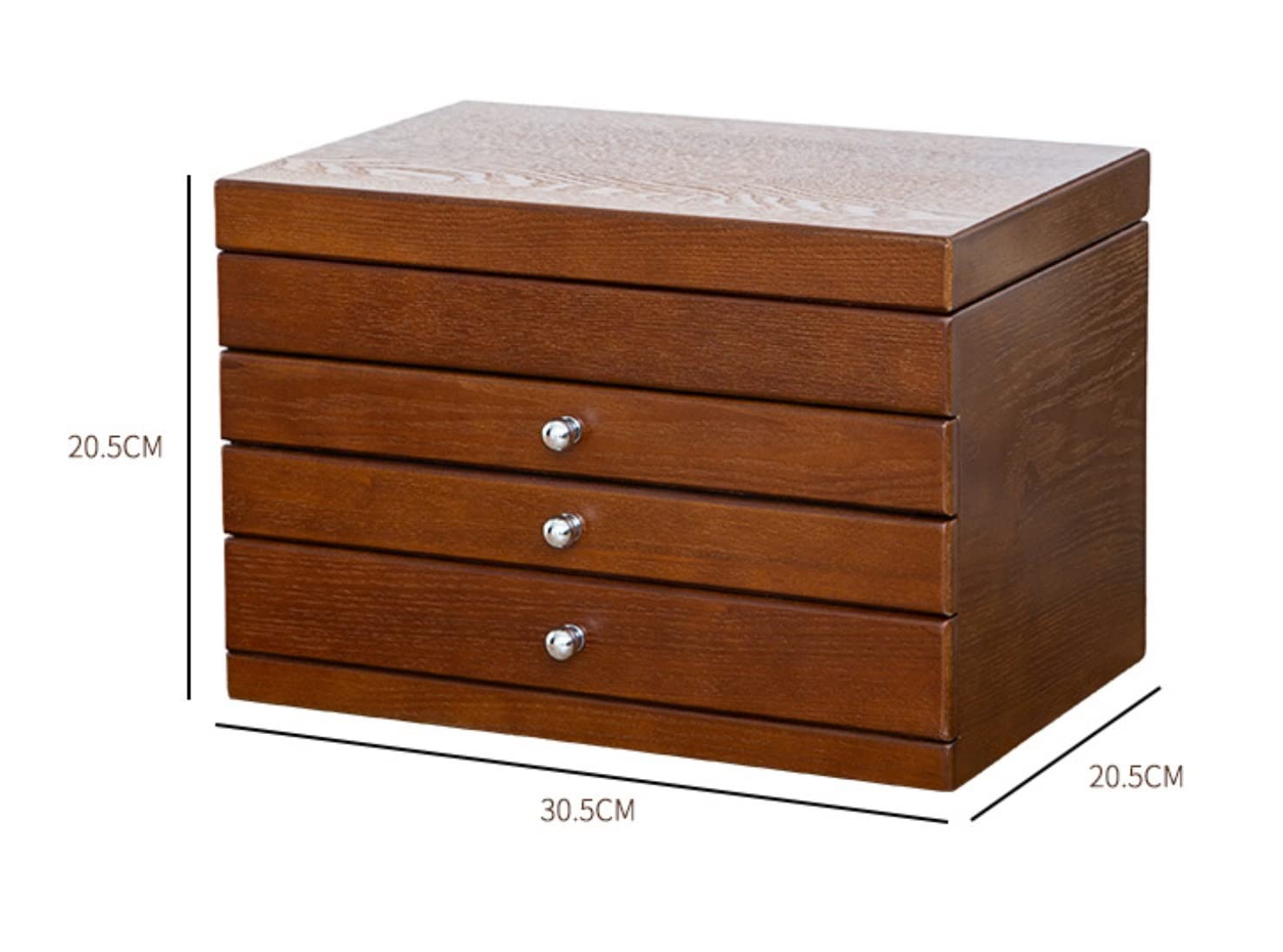 XBTGS Joyero organizador de joyas, caja de almacenamiento con 4 cajones, contenedor organizador con cerradura de terciopelo para anillos, collares, aretes, joyeros, joyeros, marrones, 31 x 21 pulgadas