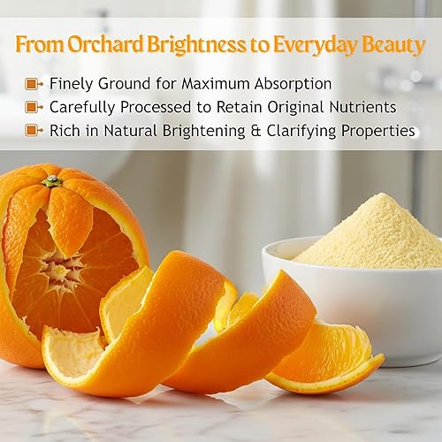 Miniatura 6 de Polvo de cáscara de naranja 8.01 oz (Citrus Aurantium)  Puro y natural  Para el cuidado de la piel, exfoliante facial, máscara facial  Libre de