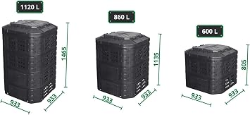 Composter 860L Plastic Quick Composter with Ventilation System Modular Pluggable for Ideal Decomposition