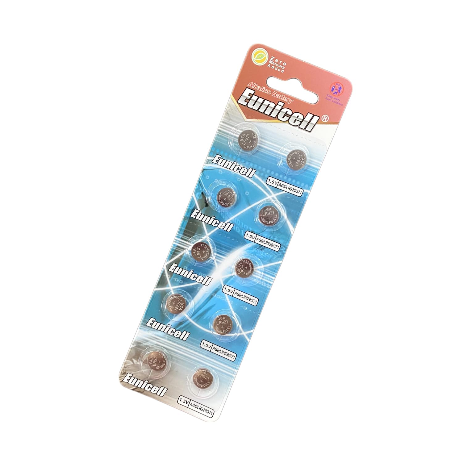 Pack of 10 - LR920/AG6 Eunicell 1.5V Button Coin Cell Alkaline Batteries - Suitable for use in LED lights, Digital Voice Recorders, Toys, Blood Glucose, Cholesterol Testing, Meters, Toys