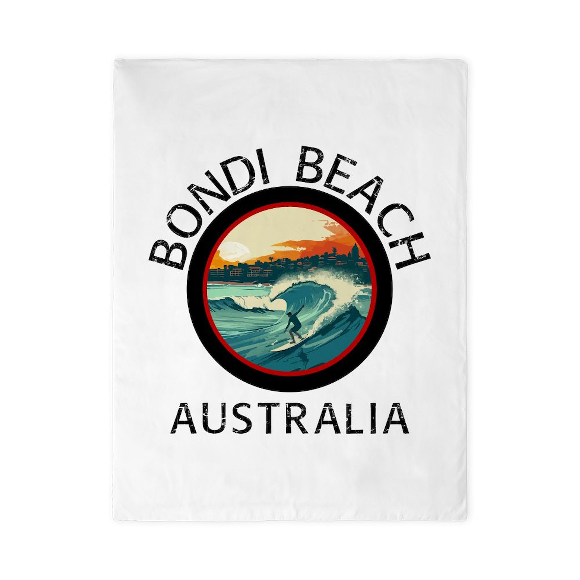 CafePress Bondi Beach Australia (with Black Lettering) Twin Duvet Cover, Printed Comforter Cover, Unique Bedding,