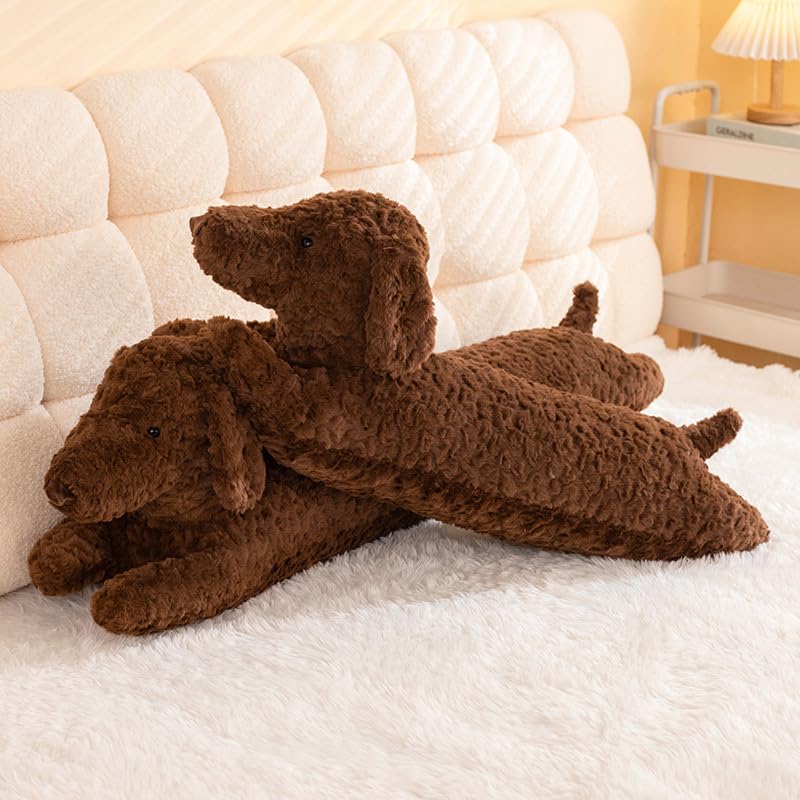 Paraspifferi decorativi per porta e finestra, 90 cm, blocco del rumore, a forma di serpente per porta con fibbie di sospensione (cane marrone 120 cm)