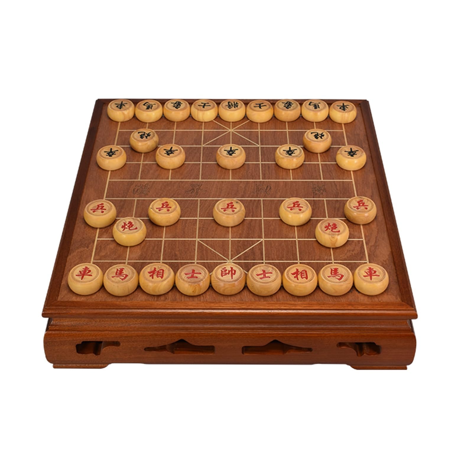 Set di Scacchi Cinesi con Tavolo Tradizionale Xiangqi, Giochi di strategia da Tavolo da Viaggio per 2 Giocatori (Legno di bosso)