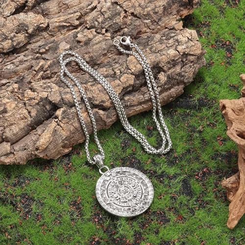Collier aztèque de chance pour homme, pendentif maya rétro à offrir
