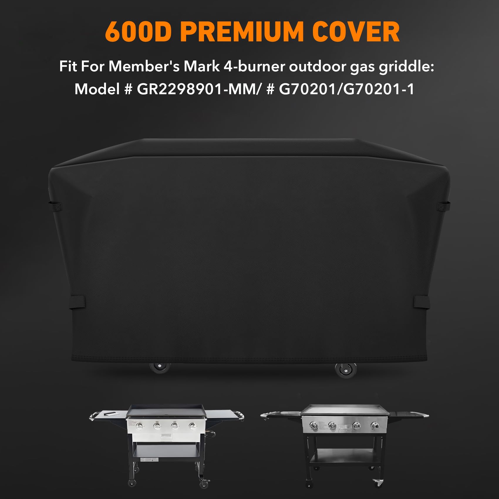 Grillabdeckung Für 4-Brenner Mesa – 600D Polyester, Wasserdicht, Mit Klettverschluss, Schwarz