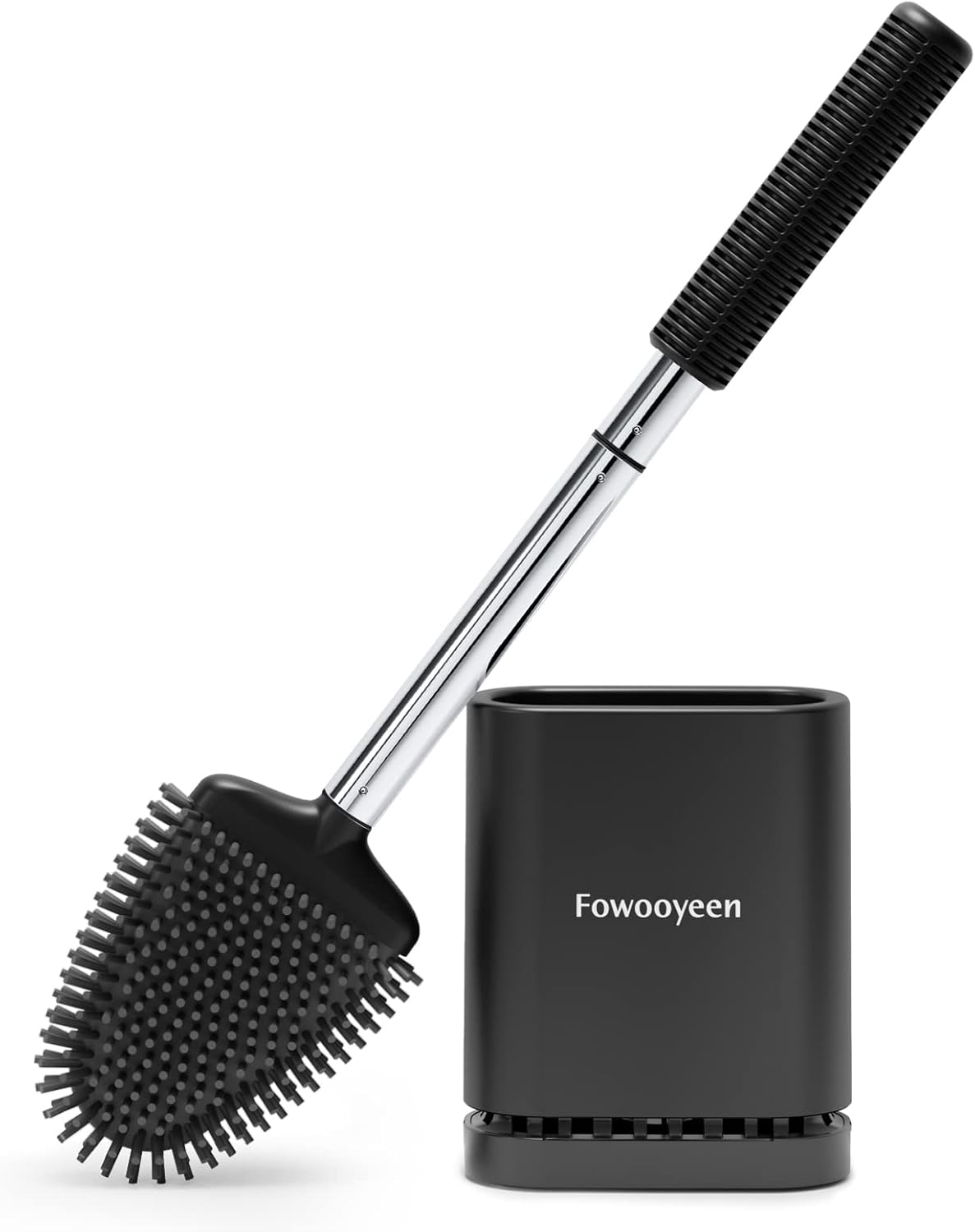 Fowooyeen Toilet Brush and Holder Set, Silicone Toilet Bowl Brush with