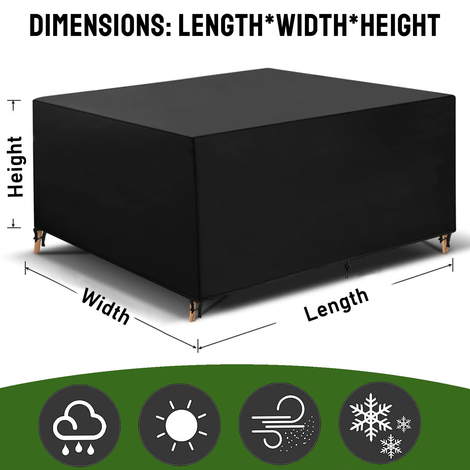 Copertura Per Mobili da Giardino 300x90x50cm 420D Oxford Copertura Protettiva Impermeabile, Copertura Rettangolare per Tavolo da Patio, Copertura Tavolo Esterno, Resistente Ai Raggi Uv Copridivano