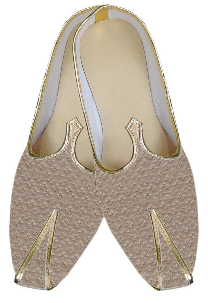 INMONARCH Mens Beige Wedding Shoe Checks Design MJ0015