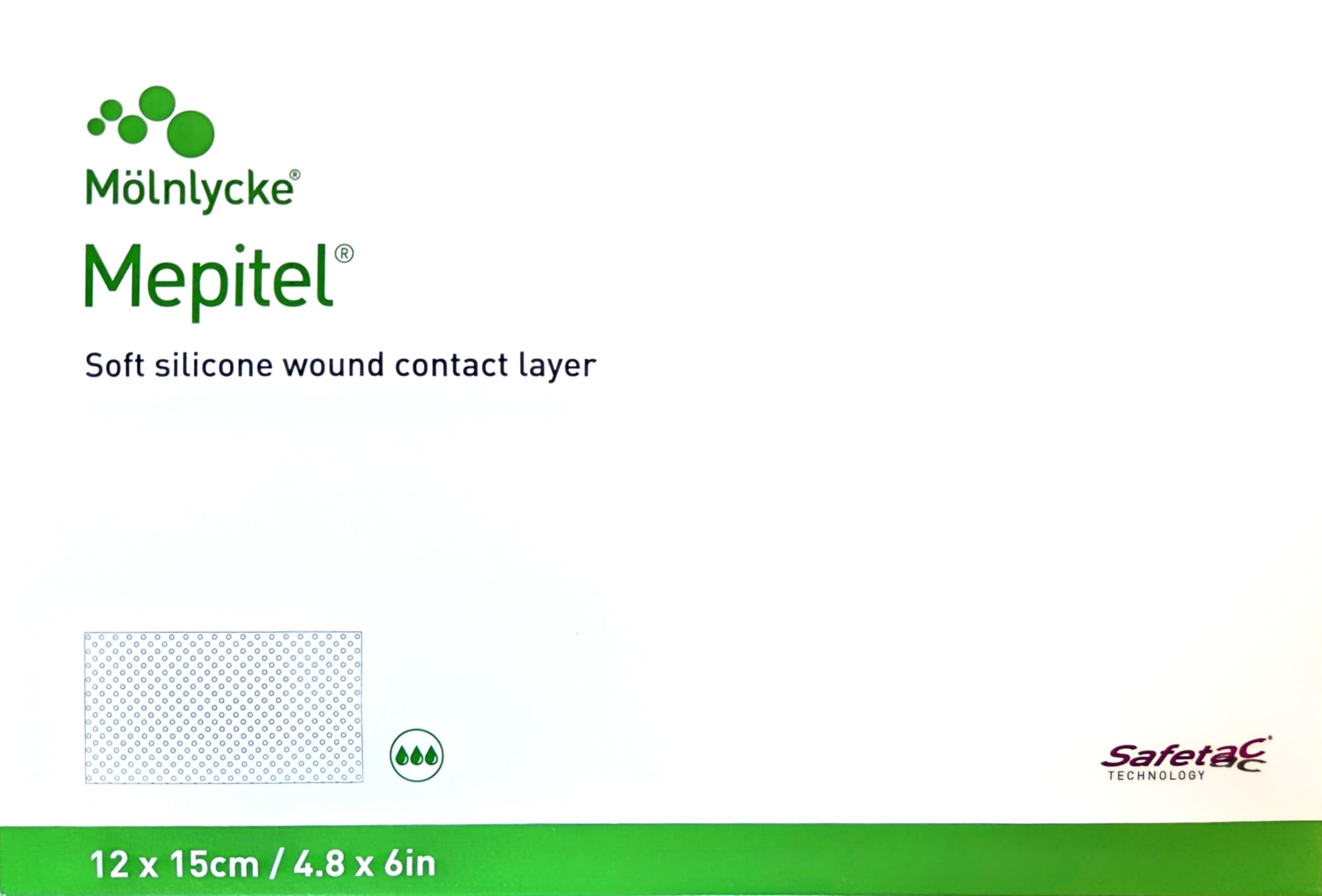 Mepitel ME291000 - Strato di contatto in morbido silicone con tecnologia Safetac, 12 cm di larghezza, 15 cm di lunghezza (confezione da 5)