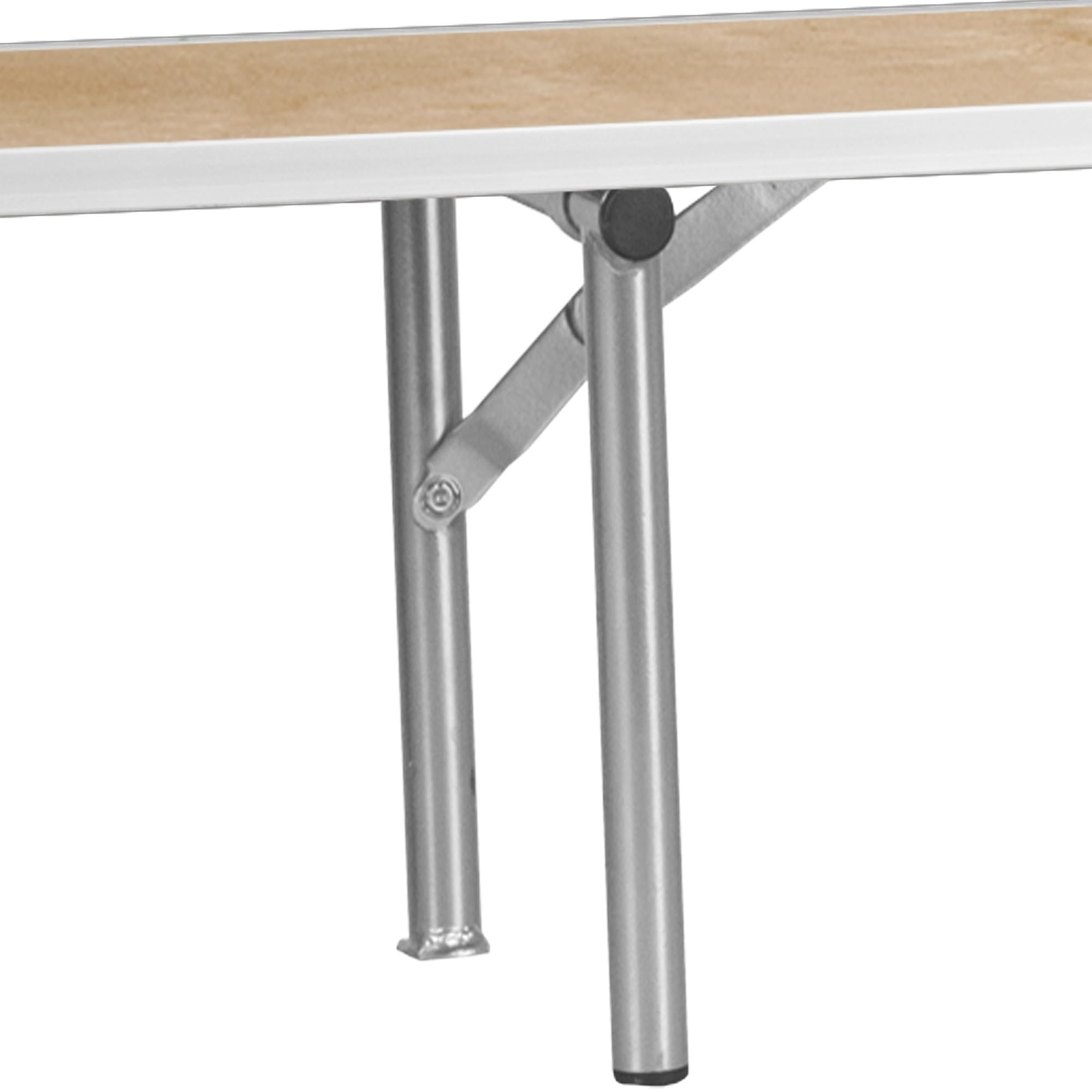 Flash Furniture Amara - Elevador Superior de Barra de Madera de Abedul con Patas Plegables Plateadas, Plegable de Madera y portátil para mesas de Eventos y Bares, 72 x 12 x 12 Pulgadas