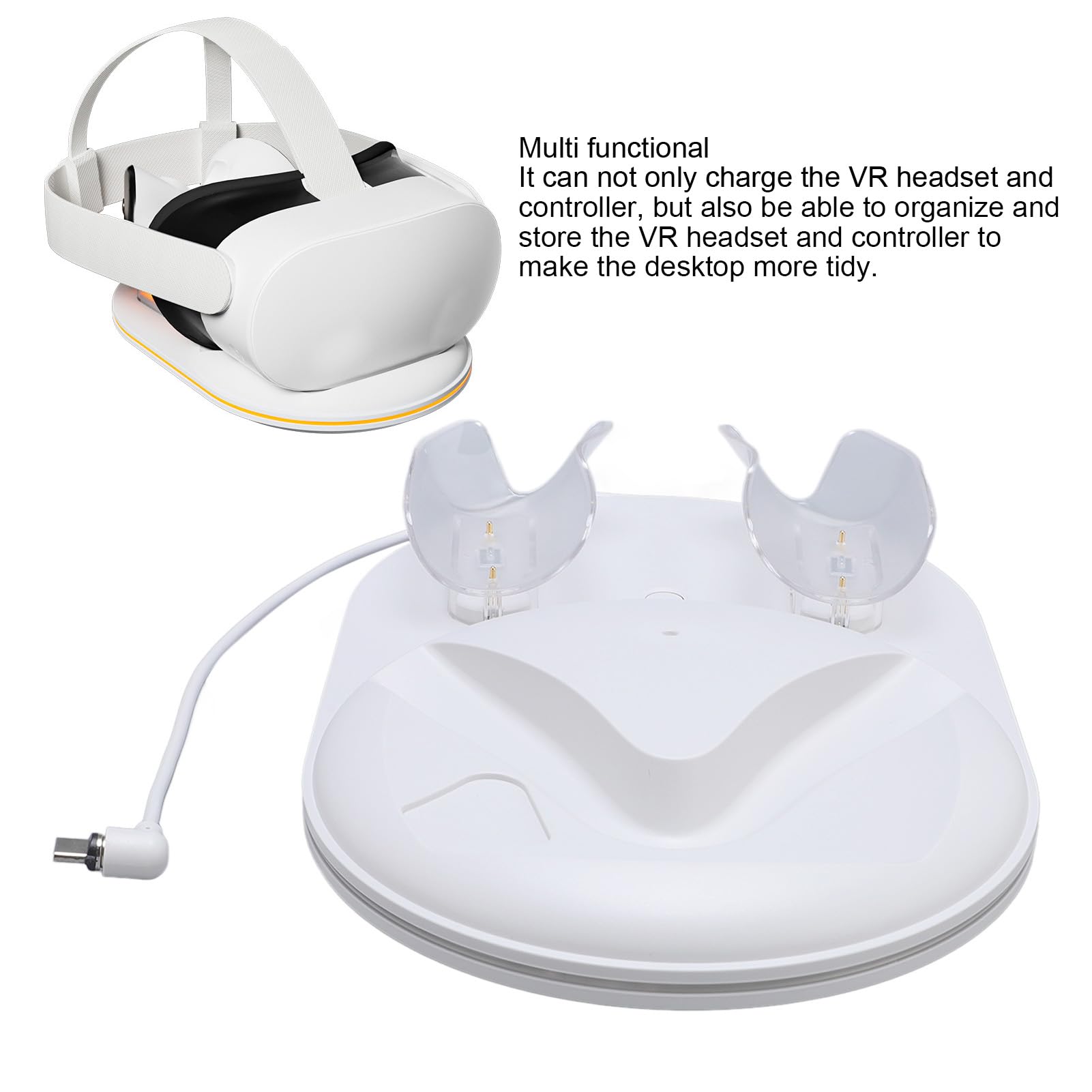 Porta di Ricarica del Controller di Ricarica di Ricarica VR Dock di Ricarica Magnetica per Accessori VR con 2 Batterie Ricaricabili Indicatore LED Adattatore da 15 W
