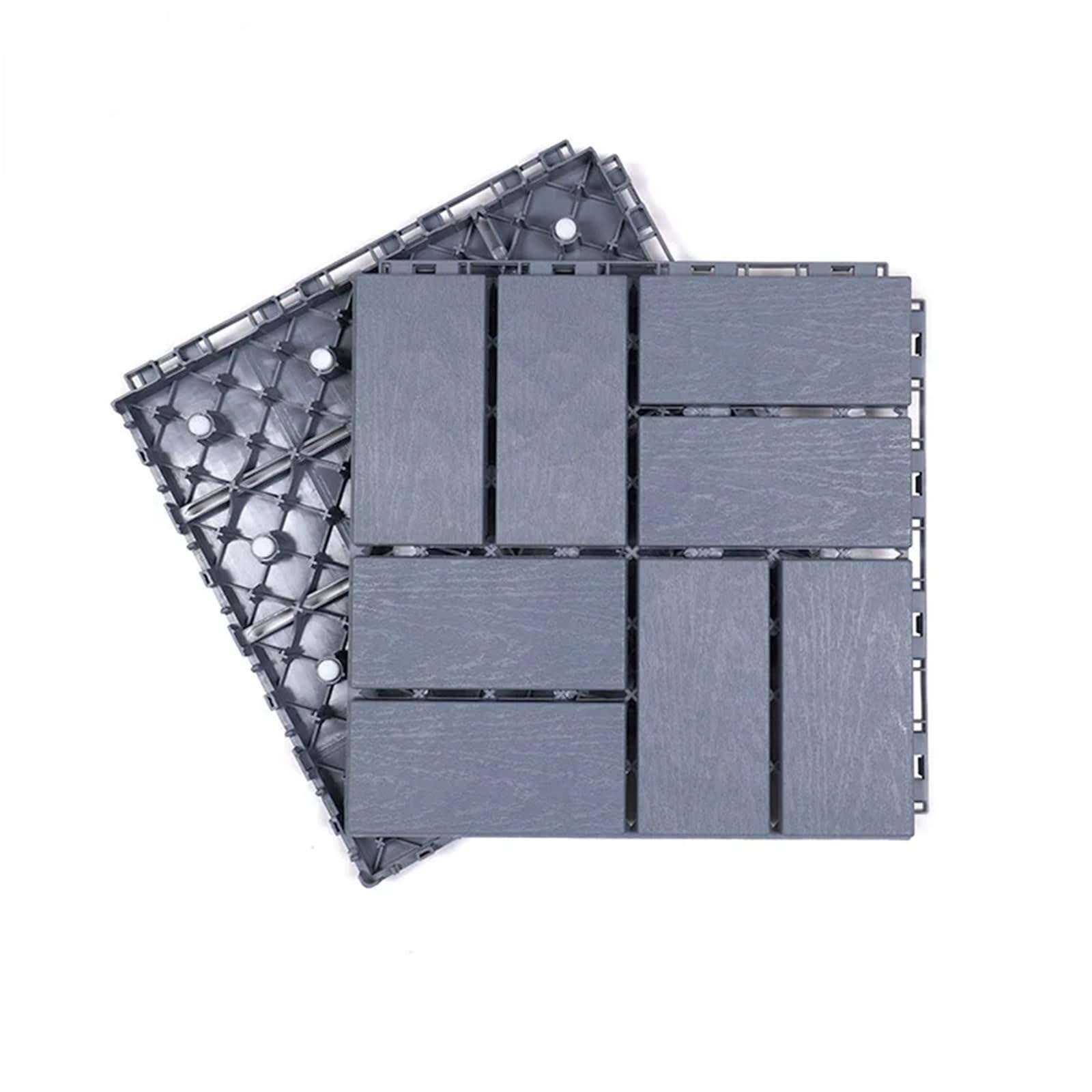 Azulejos para terrazas exteriores Suelo exterior imitación madera plástico terraza balcón baño jardín patio mosaico ecológico 30x30cm(4Pcs Beige)