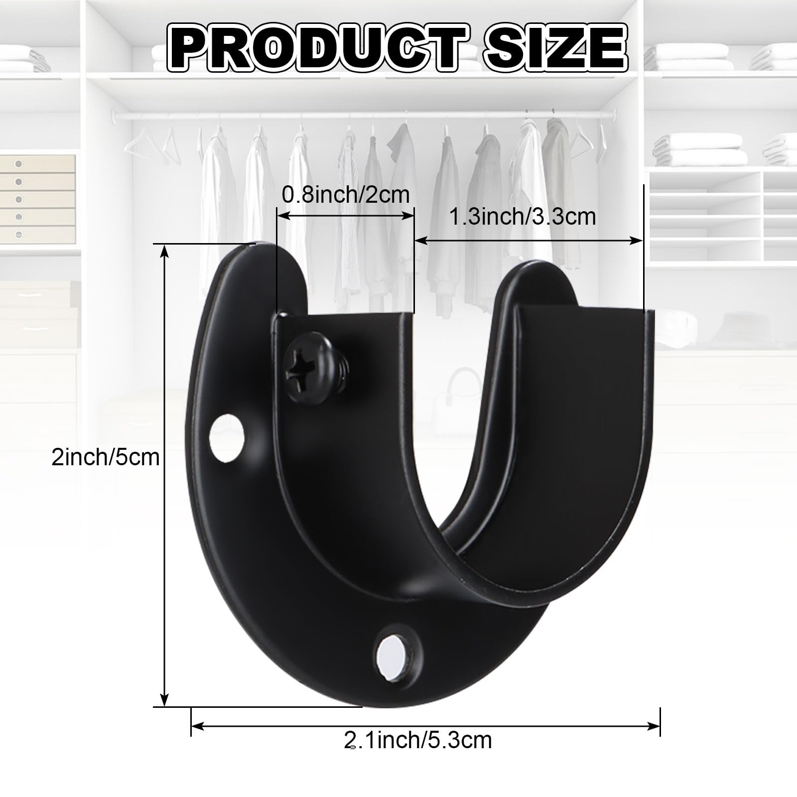 Antrader 4-Pack Gold Stainless Steel Closet Rod Flange Socket Bracket - 1 Inch Diameter Adjustable Support Holder With Screws