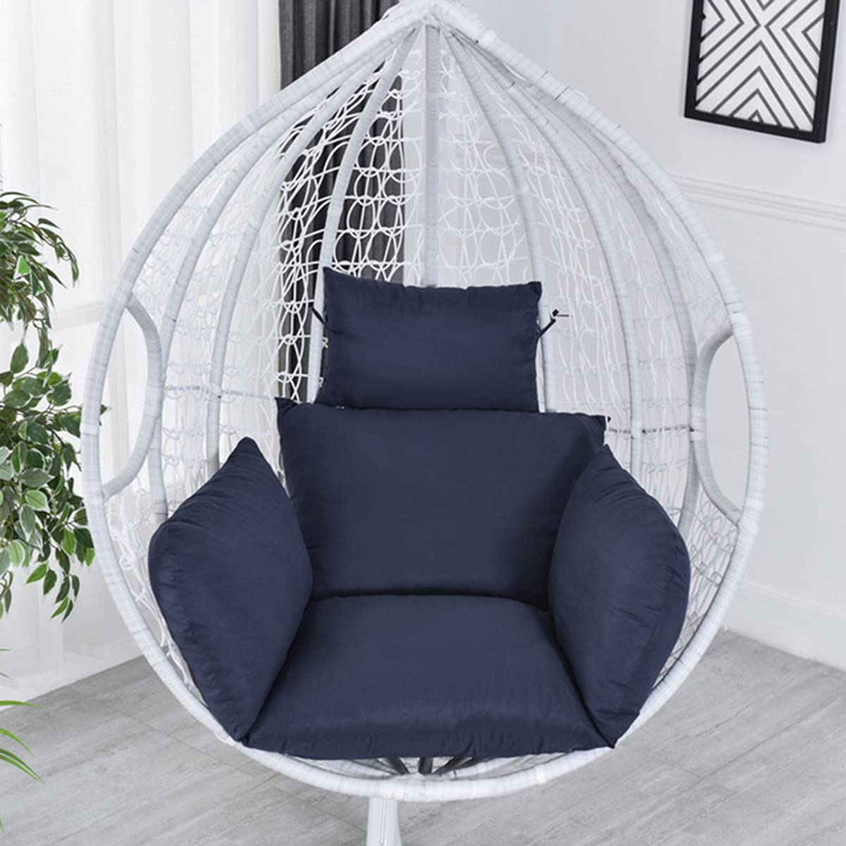 Ggoty Navy Hanging Basket Chair Cushions,Garden Egg Hammock Chair Pads,Nonslip Egg Chair Cushion With Pillow For Indoor Outdoor Patio Yard (Navy)