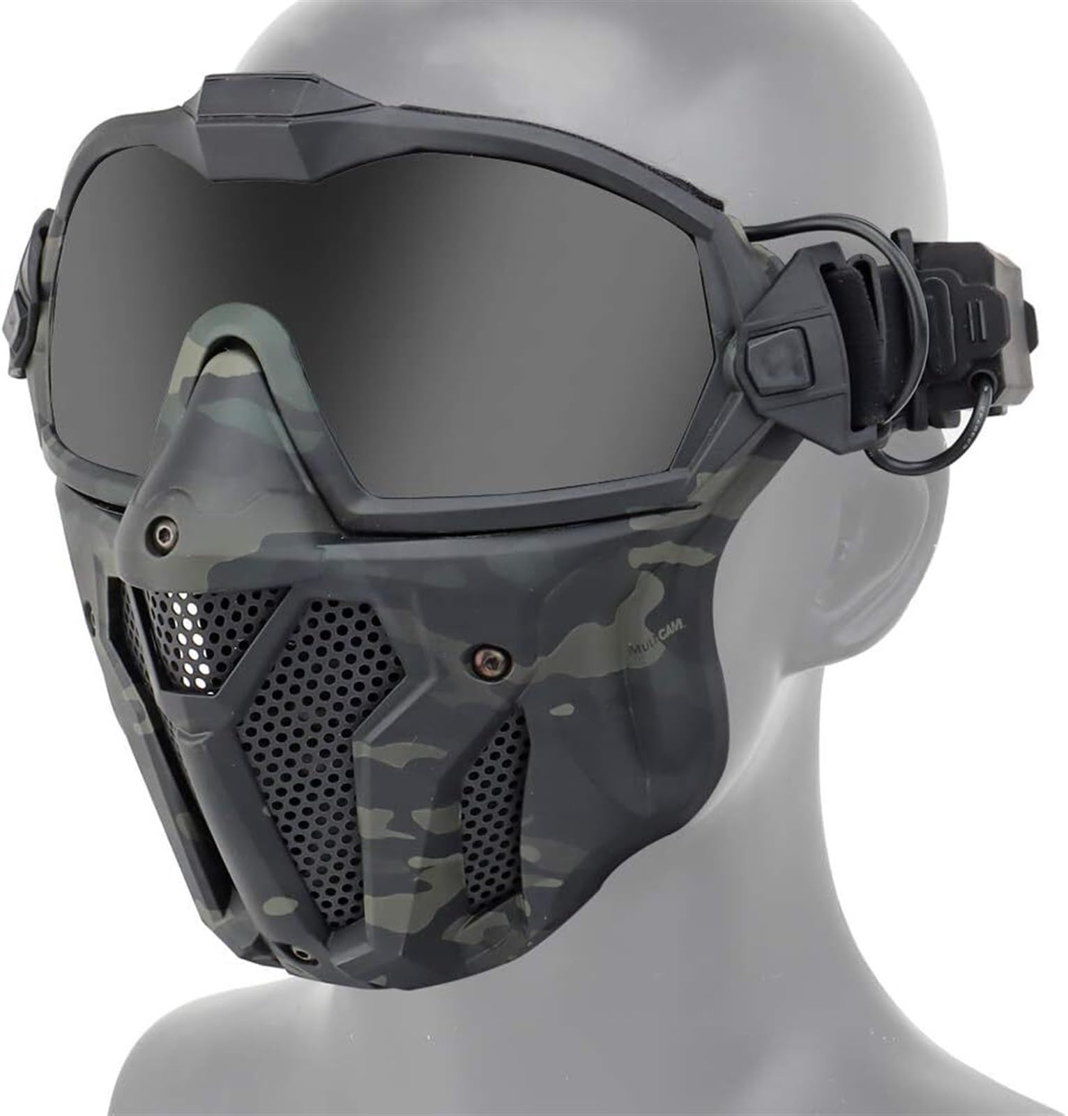 Maschera Mimetica for Softair, Maschera Protettiva Tattica Integrale, Occhiali da Paintball Antiappannamento Rimovibili for Cosplay di Giochi di Sopravvivenza CS(BCP)