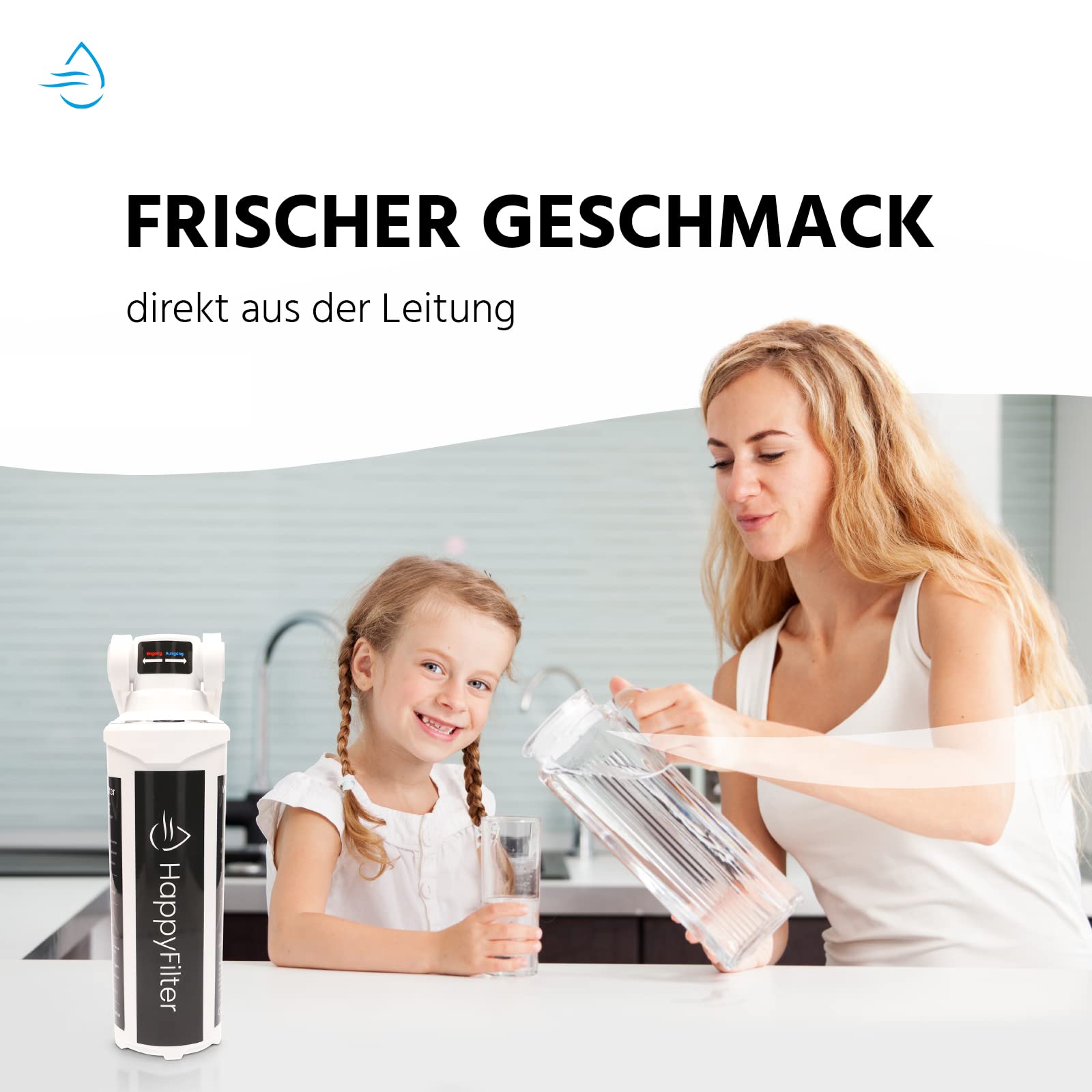 HappyFilter Kalk Wasserfilter | kein separater Wasserhahn nötig | nachhaltiges Design | keine verkalkten Küchengeräte mehr | Aktivkohlefilter | Quick Change System | sehr einfache Installation…