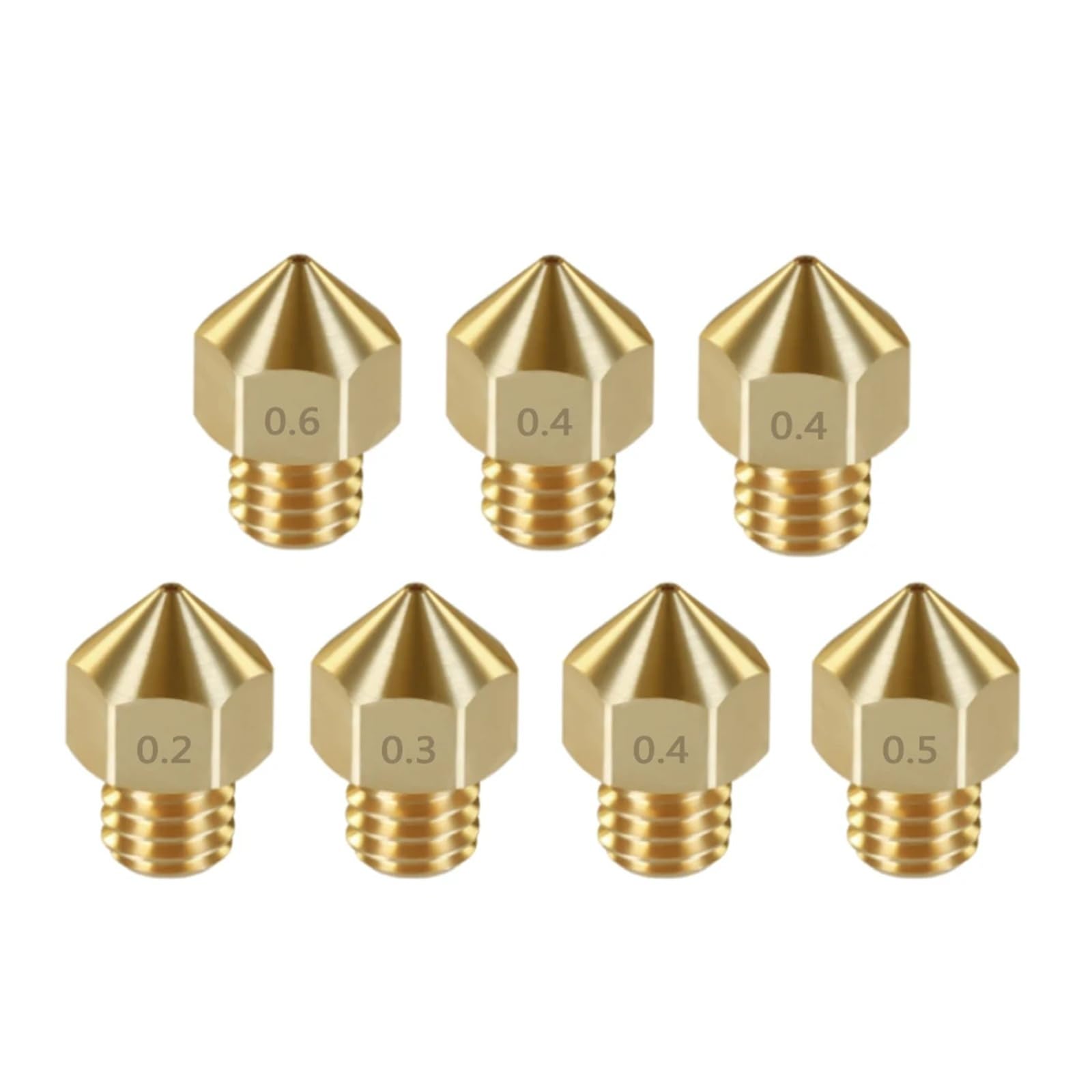 5PCS MK8 Düse Messing Gewinde M6 0,2 MM/0,3 MM/0,4 MM/0,5 MM, kompatibel for Extruder Hotend 1,75 MM Filament Wie MK7 for 3D Drucker(3mm 0.4mm)