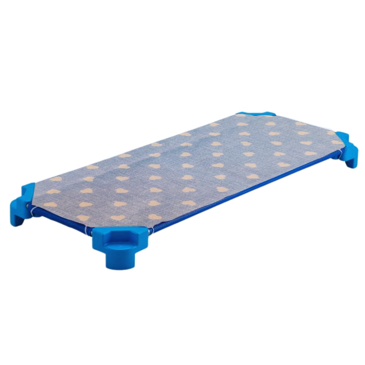 Lenzuolo con Angoli Elastici per Brandina da Asilo in Puro Cotone 100%, 60x135 (Cuori blu)