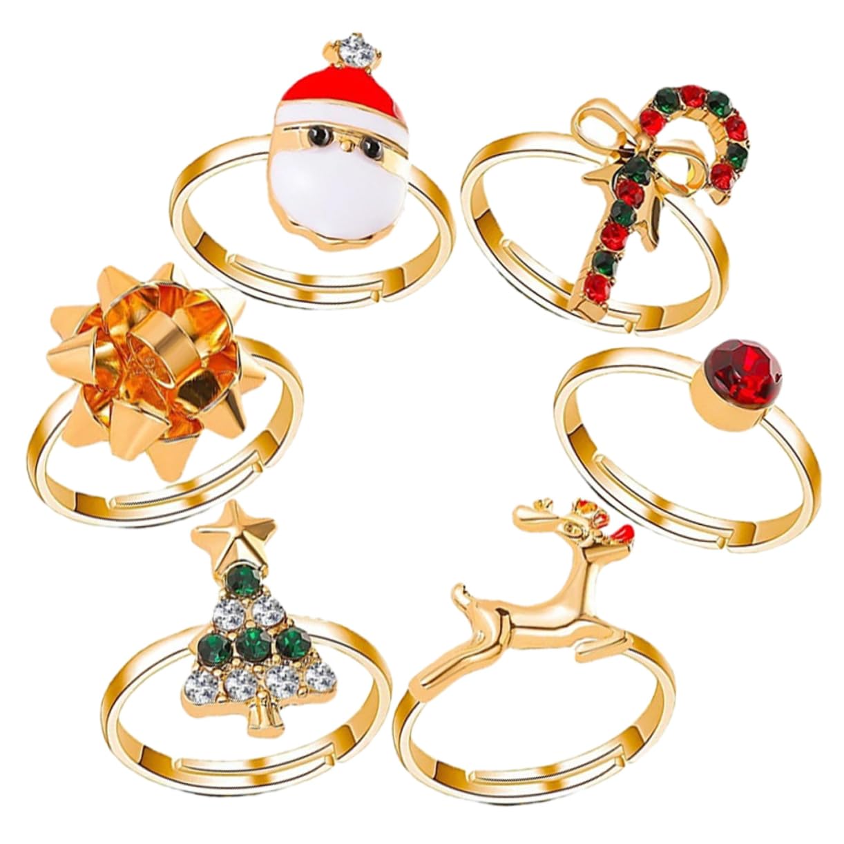 FOMIYES 6 Pack Christmas Tree Ring Toys Kids Ring for Christmas Parties Cartoon Style Jewelry
