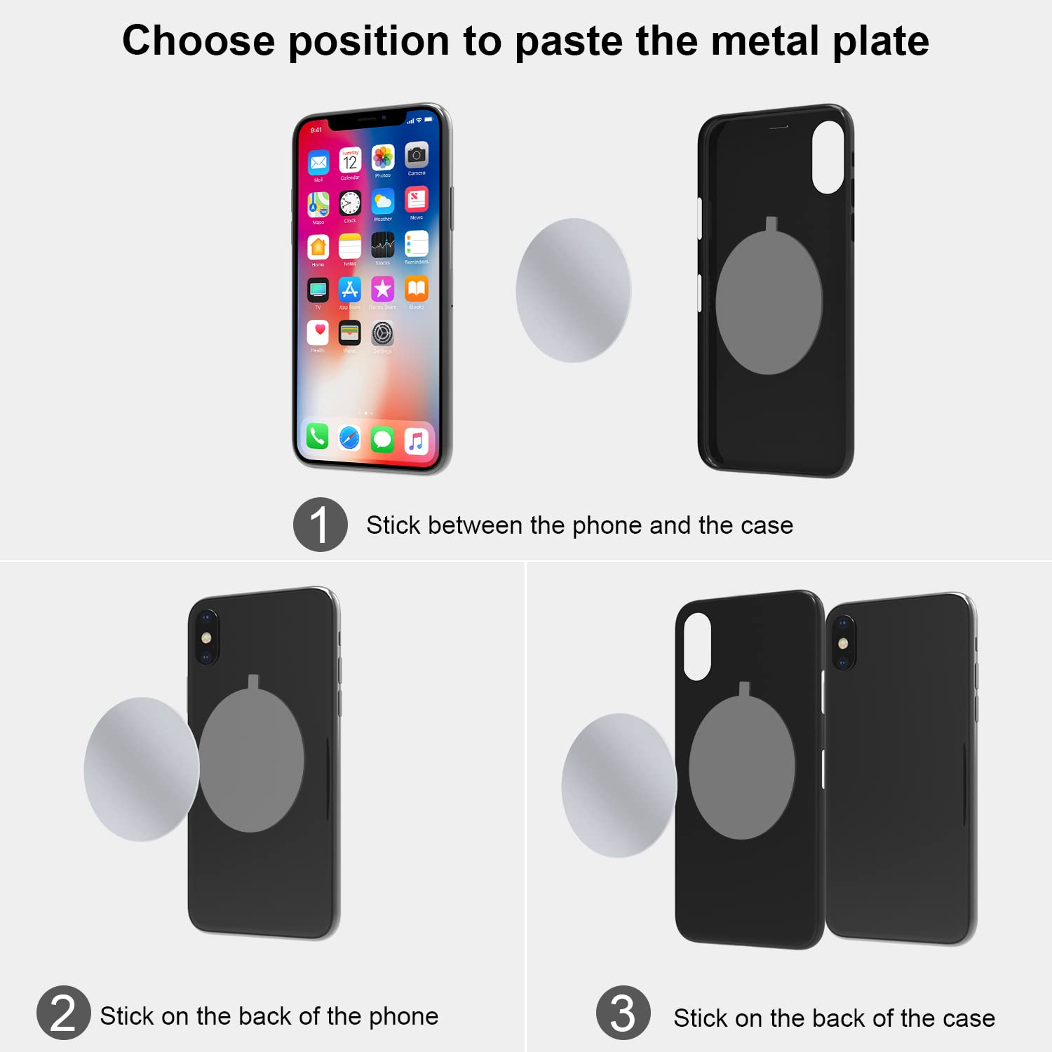 6 sztuk metalowych tabliczek samoprzylepnych, metalowa tablica z uniwersalnym klejem do magnetycznego uchwytu samochodowego na telefon komórkowy magnes i inne produkty z magnesem, 6 okrągłych