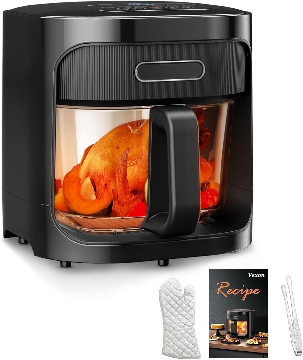 4.5QT Glass Air Fryer,1200W Multiple Air Fryer with Viewing Glass Pot,Nonstick & Dishwasher Safe Basket,Non-Toxic,Features Digital Timer, Automatic Shutoff,Used for French Fries,Fish,Cake (Black) 4.5QT Glass Air Fryer,1200W Multiple Air Fryer with Viewing Glass Pot,Nonstick & Dishwasher Safe Basket,Non-Toxic,Features Digital Timer, Automatic Shutoff,Used for French Fries,Fish,Cake (Black)