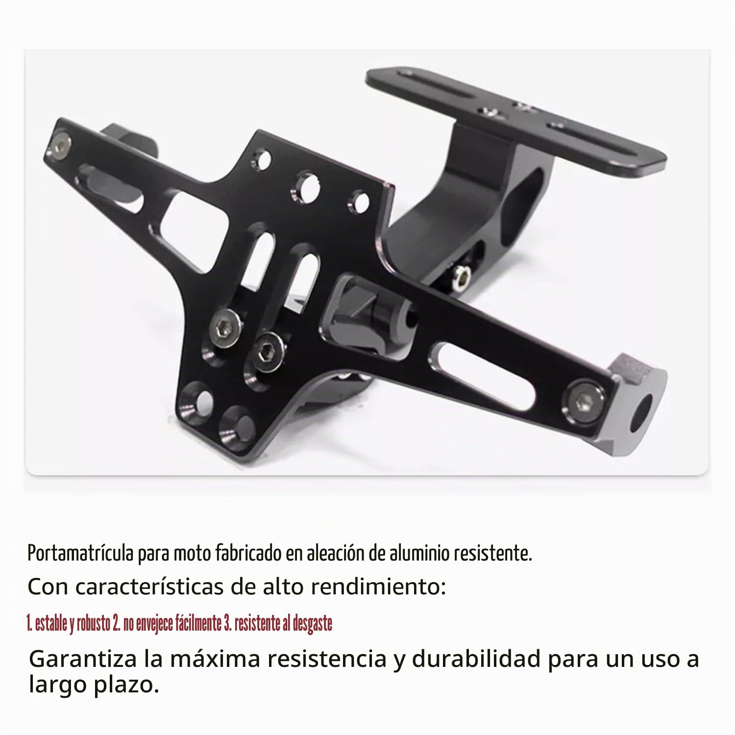 Soporte de matrícula para Motocicletas con iluminación LED giratoria Izquierda y Derecha. Soporte de matrícula Ajustable de Aluminio para la mayoría de los Modelos de Motocicletas