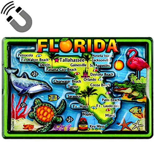 Imán decorativo mapa de Florida 2.25 x 3.5 pulg miniatura 1