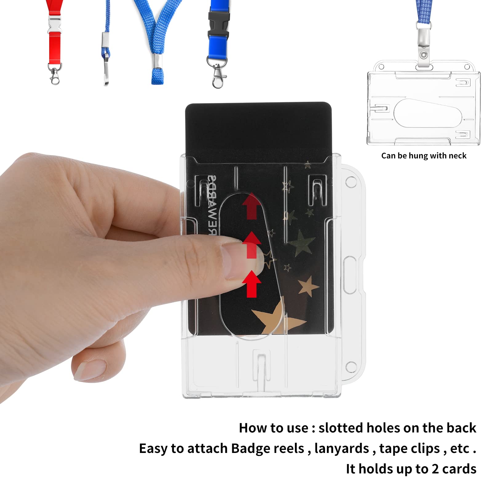 Portabadge Trasparenti 3 Pezzi - Porta Carte Di Credito E ID Con Fessura Per Pollice, Per Ufficio E Scuola - Foto 3